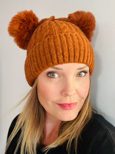 ‘Evie’ Double Pom Pom Beanies