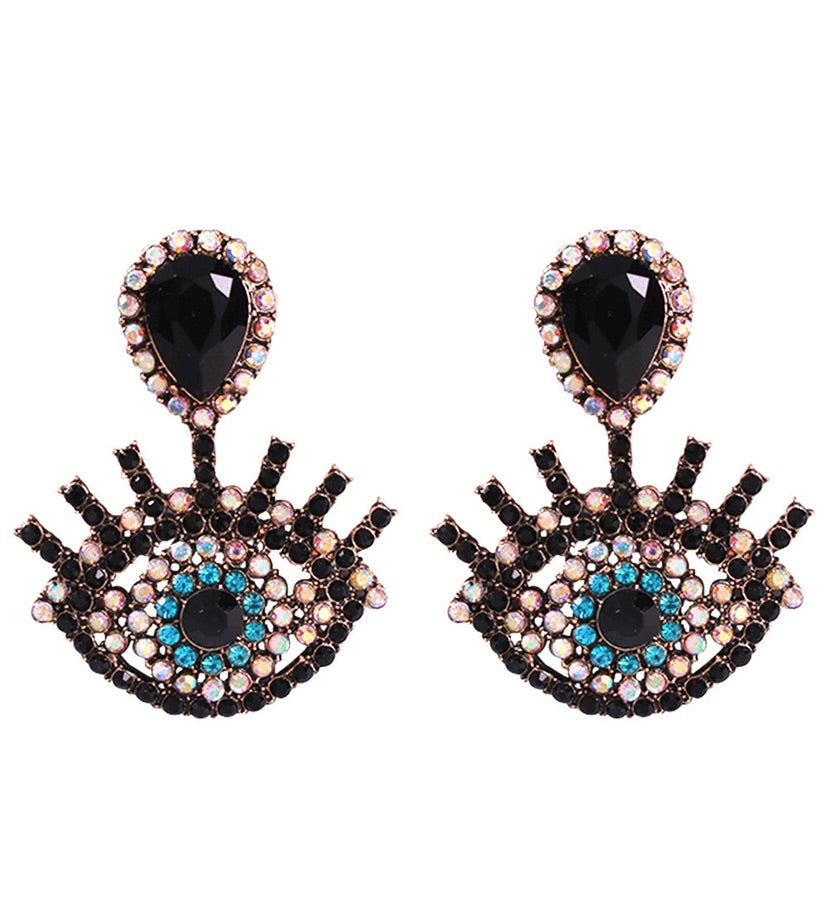‘Evil Eye Onyx' Earrings